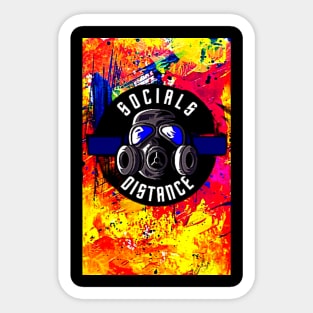 Social distance retro mask Sticker